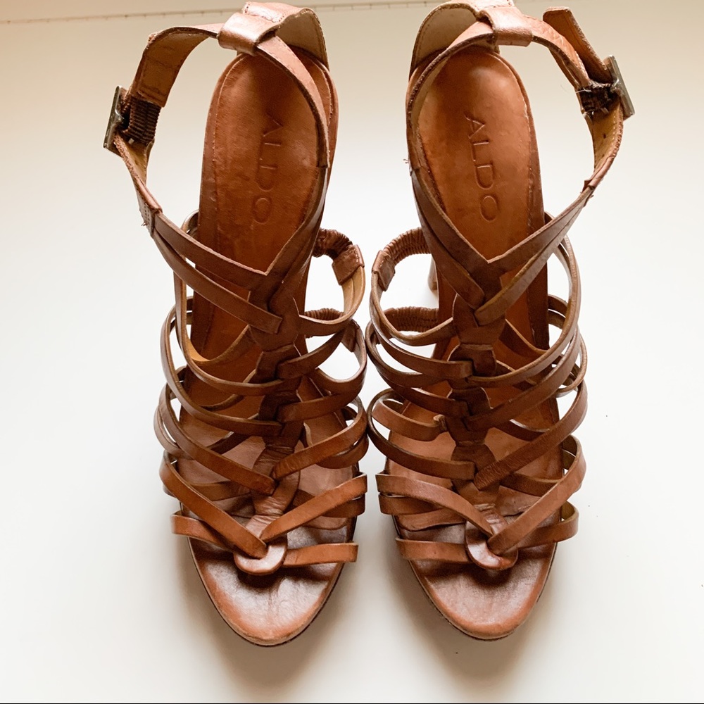 Aldo leather strappy 4” heeled sandals